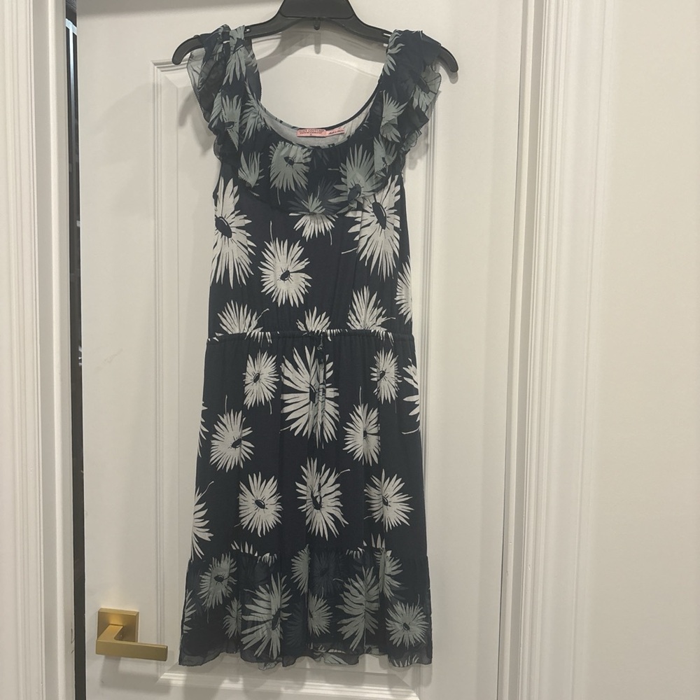 Juicy Couture Midnight Blue and Cream Floral Maxi Dress